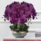 6 Pcs Artificial Phalaenopsis Flowers with 4 Bundles Leaves Artificial Orchid Flowers Stem Plants for Home Décor (Purple Piebald)
